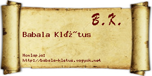 Babala Klétus névjegykártya